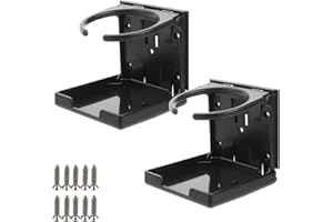 Galenecx 2 Pièces Porte Gobelets, Universel Réglable Porte Gobelet Voiture Pliable, Support de Bouteille avec Vis, Pliable Accessoire Voiture, Support Stable et Anti-déversement, Compact et Portable