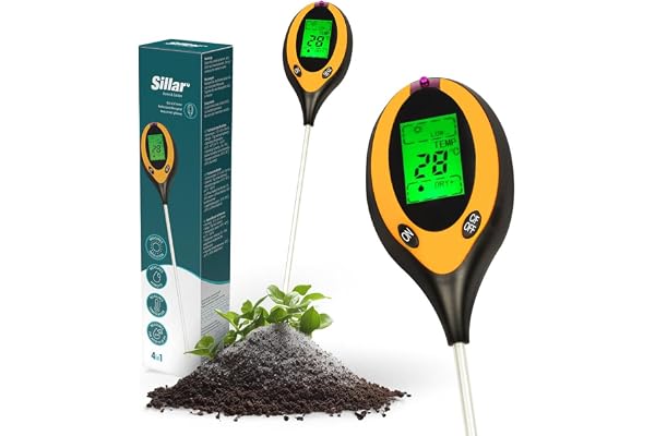 Sillar Testeur de pH du Sol 4 en 1 Numérique pour l'humidité du Sol, Compteur D'humidité du Sol | pour Le Jardinage, l'agriculture et Les Plantes D'extérieur