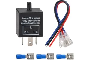 Greluma 1 Pièce Relais de Clignotant à LED,12V 3 Broches Réglable Relais de Clignotant à LED Clignotant pour Moto Auto