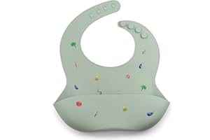 J. BØRN J.Børn Silicone Baby Feeding Bibs | Hand-Painted Designs On Silicone Bib | Waterproof Baby Bibs | Easy To Clean Baby Weaning Bib | 4 Adjustable Sizes with Deep Front Pockets