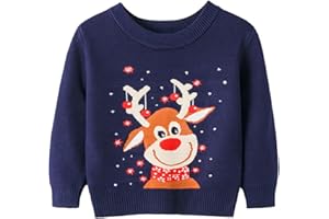 Jungerhouse Nouveauté Pull de Noël pour Enfants Filles Garçons Rennes de Noël Tricoté Pull Cardigans Chrismas Sweatshirt de Noël pour Enfants 2-7 Ans