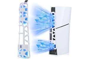 FASTSNAIL Ventilador LED para consola PS5 Slim, enfriador silencioso con función de memoria, accesorios con 3 ventiladores y puerto USB 3.0 compatible con PlayStation 5 Slim Digital & Discs Edition