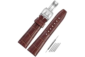 FOUUAAO Paski do zegarków IWC z prawdziwej skóry, 20 mm, 21 mm, 22 mm, aligator, wytłaczane, wymienne zapięcie, do IWC, portugalski, do IWC Portofino Pilot'Watch, oryginalny pasek do zegarka IWC