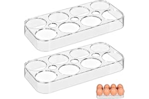 DOITOOL Doitool Porta Uova Da Frigo - Contenitore Per 8 Uova in Plastica Design Salvaspazio Ideale Per Cucine E Picnic - 2 Pezzi