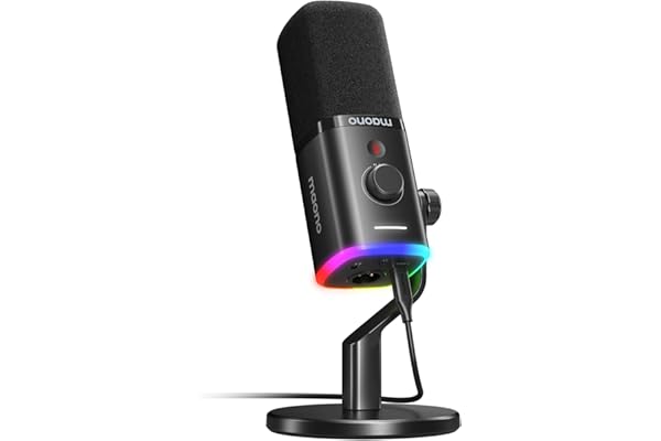 MAONO Dynamic Gaming Microphone: USB/XLR Podcast Mic with Software for Gamer-Podcast RGB PC Mic for Streaming Recording Studio YouTube Content Creation Online Chat PD100X