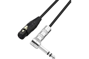 PNGKNYOCN Kabel 1/4 do XLR 90 stopni kąt prosty 6,35 mm TRS wtyczka męska XLR żeńska wtyczka audio stereo kabel mikrofonowy do głośników, sceny, DJ i więcej (50 cm)
