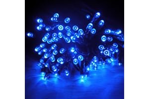 RunQiao 65.62ft/ 20m 200 LED Solar Lights Outdoor Garden Fairy String Lights Blue Christmas Tree Lights Waterproof 8 Modes