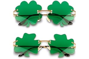 SILOM St. Patrick’s Day Shamrock Sunglasses Irish Glasses Green Four Leaf Clover Leprechaun Costume Party Glasses