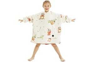 THREE POODLE Sweat à Capuche Enfant, Sweat Plaid Couverture à Capuche Surdimensionnée, Poncho Polaire Pull Plaide Pelucheux en Sherpa pour Enfant, Hommes et Adultes, Cadeau