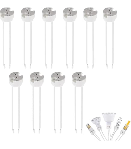 10 Pack LED MR16 Socket, GU5.3 Socket, LED Halogen Lamp Ceramic Wire Connector Base Socket Adapter MR16 MR11 G4 GU5.3 Socket (10 - View #2