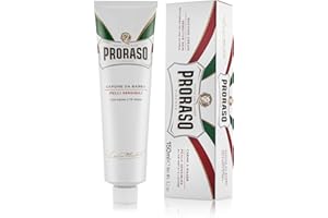 Proraso Shaving Cream Tube, 150ml, Sensitive Shaving Cream for Men Protects Skin, Formula with Oat and Green Tea Extracts, Made in Italy, White