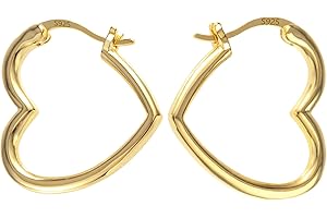ALEXCRAFT Boucles d'oreilles Creoles Coeur Femme Argent 925 14K Or Plaqu Petite Creole
