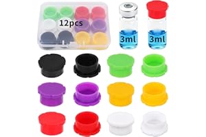 GOKTVAI 12pcs 3ml Glass Vials Protective Caps, 6 Colors Leakproof Dustproof Lids for Flip Off Vials for Injection Easy to Clean