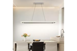 ‎MIKERU Mikeru 110CM Moderne Pendelleuchten, LED Silbergrau lineare Decke Pendelleuchte mit Dimmbaren Helligkeit 3000K/4500K/6500k 3 Farbe mit Memory-Funktion für die Verwendung über Kücheninseln