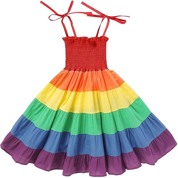 Buy Visionbyankita's Girl's Rainbow Smocked Tiered Dress (7-8 Years) at  Amazon.in