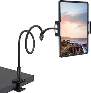 NULAXY Schwanenhals Tablet Halter, Tablet Halterung 360°Lazy Flexible Einstellbare Lang Arm Ständer für iPad Mini 2 3 4, Neu iPad Pro 2020, iPad Air, iPhone, - Schwarz