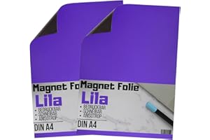 ‎MAGNET-KAUF [2 Stück] Magnetfolie DIN A4 - Magnetband - Bedruckbar und Beschreibbar - KFZ Magnetfolie - Magnet Folie zum Beschriften zum Schneiden Stanzen und Basteln (Lila)