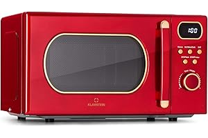 KLARSTEIN Micro onde Grill Multifonction 800W, Fours Micro-ondes Design Vintage en Acier Inoxydable, Grand Intérieur 20L, Smart Microwave, Plaque Décongélation, Facile à Utiliser