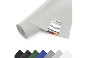 ‎AN-KO TRADING ANKO PLANEN LKW PVC Plane 450g/m² - 3m breit - Meterware ohne Ösen - wasserdichte und robuste Abdeckplane mit Gewebe (Lichtgrau RAL7035)