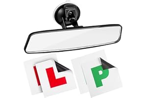 WINUOYANG Car Mirror, Rear View Mirror for Driving Test 360° Adjustable Driving Instructor Mirror Car Interior Mirror with Suction Cup Wide Angle Rearview Mirror (with P.L)