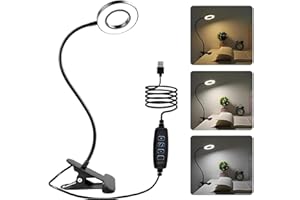 SONGLYPIAN LED Clamp Lights, 50 cm Clamp Lamp, 48 LEDs Reading Lamp, Bed Clamp, Dimmable, 3 Modes & 10 Dimming Levels, 360° Flexible USB Reading Light, Children's Bed Lamp, Clamp Lamp, Desk Lamp for Office, Home