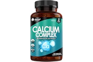 NEW LEAF PRODUCTS Calcium Magnesium Zinc and Vitamin D Supplement - 120 High Strength Tablets Supplement with Magnesium Vitamin D, Zinc Tablets Complex Made in The UK by New Leaf