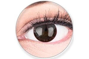 ‎MERALENS Glamlens SILICONE COMFORT SOFT Dunkelbraune Farbige Kontaktlinsen Choco Dunkelbraun ohne Stärke -Stark Deckend für Helle Dunkel Braune Schwarze Augen + Behälter - 2 Stück- DIA 14.0-0.00 Dioptrien