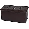 CMY Folding Ottoman Storage Boxs Footstool Toy Chest Seat Cube Bench Coffee Faux Leather Footrest Living Room Furniture76.5x38x38cm (Coffee)
