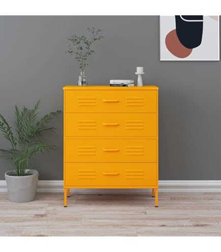 Armadietto Giallo Senape In Acciaio 80x35x101.5cm - Mobile Con Ripiani Regolabili E Ante - Foto 4