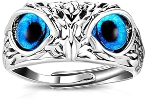 Wudaizhi Anillo De Búho De Ojo De Plata Esterlina Ajustable, Anillo De Búho Ocular, Anillo Retro De Ajuste De Joyería, Joyería Para Mujeres Y Hombres