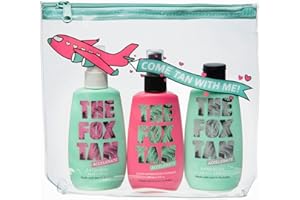 The Fox Tan - The Jet Setter - Set de 3 Amplificateurs de Bronzage sans Autobronzant pour Corps et Visage, Kit Bronzant avec : Lotion Rapid Elixir, Spray Rapid Mist, Spray Rapid Watermelon Shimmer