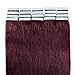 Price comparison product image Tape in Hair Extensions Real Remy Human Hair 20pcs 16-22inch 50g/set Straight Grade 7A Seamless Skin Weft Natural Soft (16" #99J Wine Red)