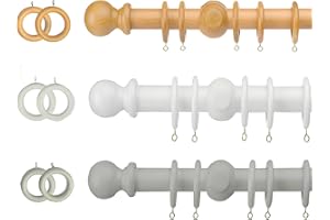 Javco Curtain Pole - Wooden Curtain Pole - Curtain Poles for Eyelet Curtains, Premium Quality Fixed Length Door Curtain Pole, Wooden Curtain Poles for Doors, Windows, Kitchen