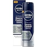 NIVEA MEN Men's Spray Deodorant Derma Control Clinical 150 ml, 96 Hours Antiperspirant Protection, Extra Dryness, Non-Alcoholic