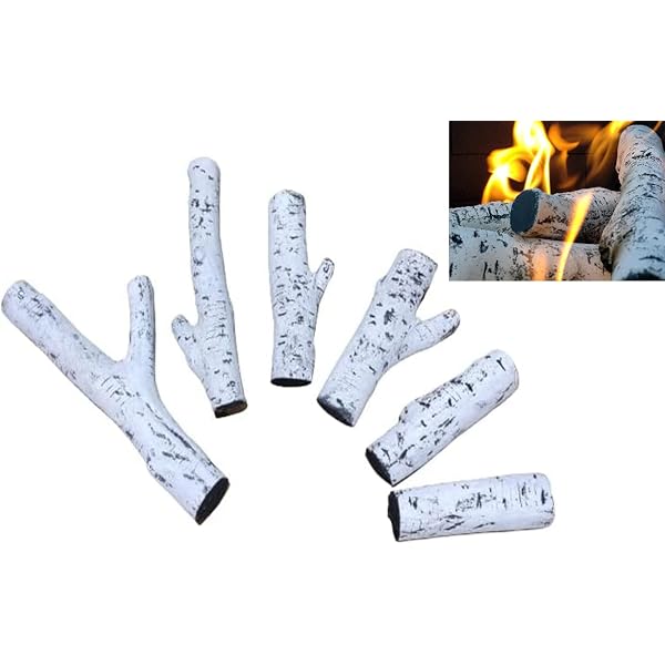 Birch Gas Fire Log Set 6 Realistic, Highly Detailed Ceramic Logs for Gas  Fires, Electric Fires and Fire Pits : Amazon.co.uk: DIY u0026 Tools