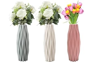 AMZMUKAUP 3 Pièce Vases en Plastique, Vases de Fleurs Incassable Moderne de Style Minimaliste Géométrique pour la Décoration Plantes, Salon,Table, Mariage, Maison, Bureau (21 * 5.5cm)