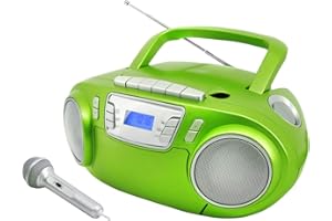 soundmaster SCD5800GR Radio-Lecteur CD FM USB, Cassette, Radiocassette avec Microphone Vert