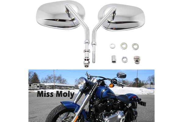 8mm Rétroviseurs de Moto pour Sportster 1200 XL883 Dyna Softail Breakout Road Glide Rocker(#2-Chrome)