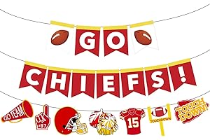 Dreasmt Go Chiefs Fußballbanner Partydekorationen, Chiefs Football Party Banner Super Football Touchdown Game Day Chiefs Banner Dekorationen