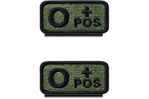 ZCKETO 2 Stück Taktisch Militär Grün Typ O+ Pos positiv Blutgruppe Kreuz Emblem Bestickter Aufnäher Patch mit Verschluss für Erste-Hilfe-Tasche, Trauma, Medizin, Sanitäter, Rettungspaket (O+)