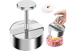 Mupkvy Burgerpresse, Einstellbarer Edelstahl Grill, Burgermahl, Burger-Pastetchenmaschine, Burgerpresse mit 50 Silikonöl-Papieren, perfekt für Burger