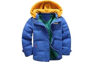 linboo Winter Jacket Boys Down Jacket with Removable Velvet Knitted Hood Warm Quilted Jacket Kids Winter Coat Thick Hooded Jacket