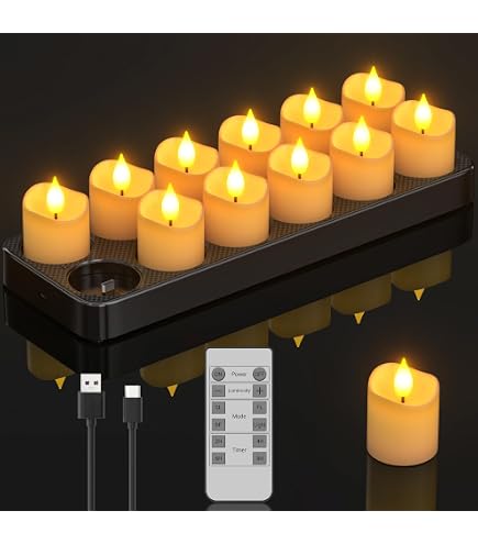 Lights4fun - TruGlow® Set Di 3 Candele Pilastro LED A Pile In Cera D'Avorio Con Stoppino E Fiamma Realistica - 12