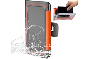 QEEHENG PTCCTV Uchwyt na telefon łazienkowy - obrót o 180° - Ścienne etui na telefon komórkowy Lusterko wodoodporne i przeciwmgielne Ekran dotykowy-czarny