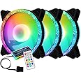 JUST STAR 3in1 Pack 120MM RGB PC Fan with Controller, Quiet Cooling Fan, Color Cooler, Adjustable Speed