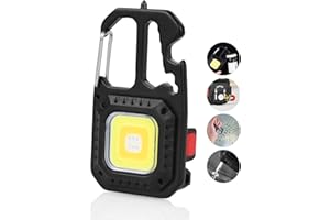 URAQT Mini Latarka LED, 7 trybów Mini latarka do kluczy, Wielofunkcyjne światło magnetyczne, wodoodporne, z otwieraczem do butelek, młotkiem do tłuczenia szkła, śrubokrętem