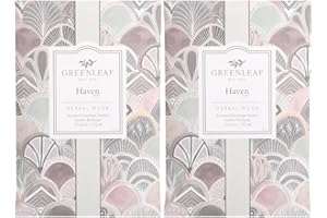 Greenleaf 2 pack of HAVEN Fresh Scented Sachet Bag - Fragrance Notes of Beach Air, Lavender, Jasmine, Amber, Sweet Musk - Drawer Fragrance Wardrobe Air Room Freshener for Living Room Bathroom Laundry