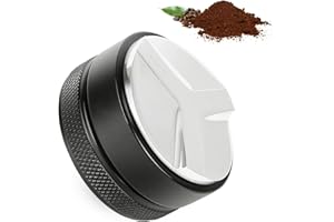 ENCURYNA Distribuidor de café de 53 mm, Herramienta de distribución de Espresso, Distribuidor de compensación de Profundidad Ajustable, Accesorios para portacoladores de café Antes de empapar