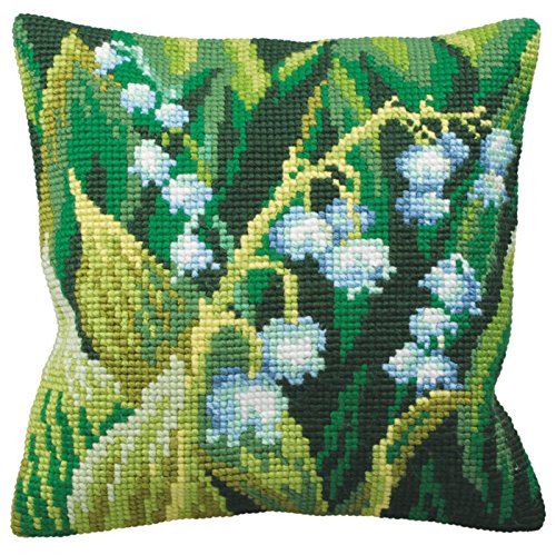Stickpackung Kissen Stickkissen Schneeglöckchen, 40 x 40 cm, Stramin bedruckt