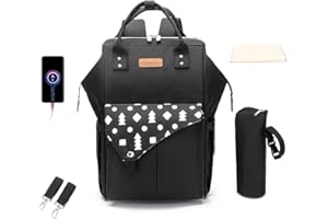 SONARIN Zaino Fasciatoio Bambino per Pannolini,con fasciatoio,Borsa per biberon isolata,2 Borsa per Biberon Isolata,Borsa per Pannolini con porta di ricarica USB,Impermeabile,Grande Capacità